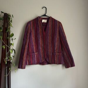 Vintage Abe Schrader Striped Blazer Jewel Tones Unique OOAK Fits size Large